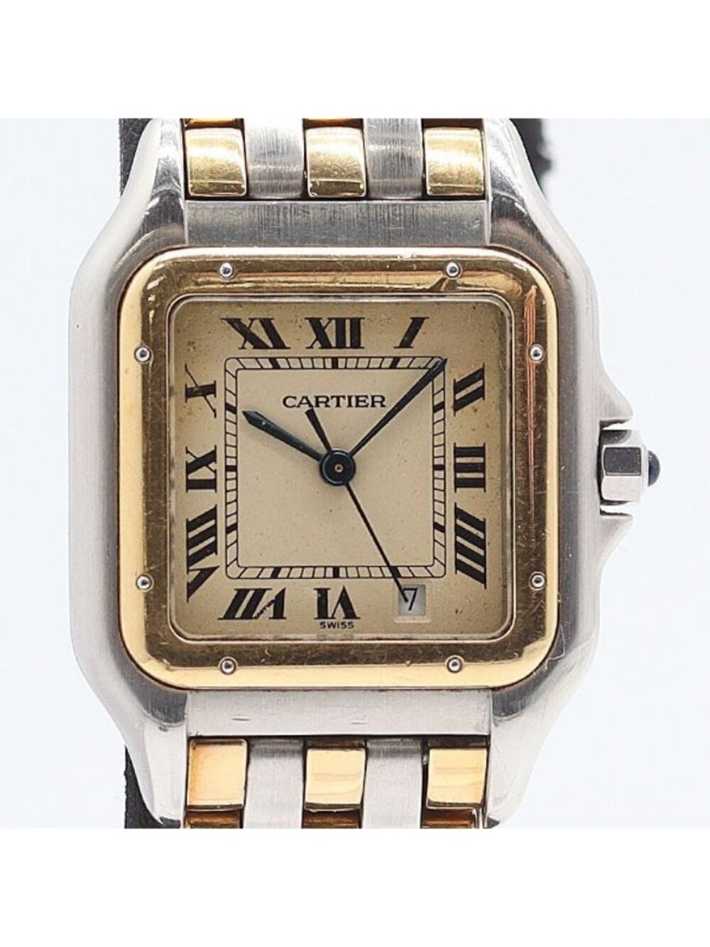 Cartier Panthere YG SS Ivory Dial Date Color Watch Log